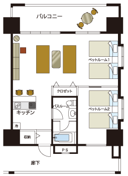デラックスルーム平面図