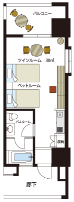 スタンダードルーム平面図
